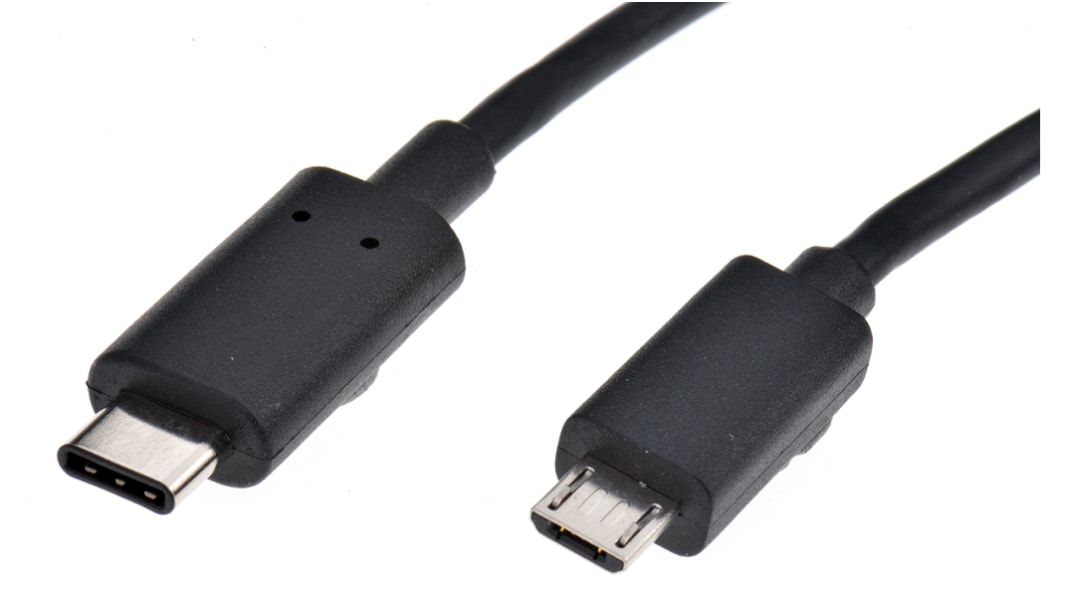 RS PRO USB 3.1, Male USB C to Male Micro USB B, 1m