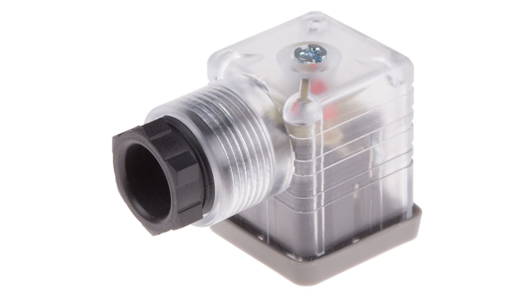 RS PRO 2P+E DIN 43650 A, Female Solenoid Connector with Indicator Light, 24 V dc Voltage