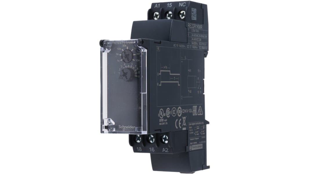 Schneider Electric Harmony Time Series DIN Rail Mount Timer Relay, 24 → 240V ac/dc, 1-Contact, 0.3 →