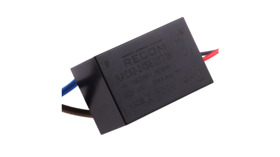 Recom RAC02-E/277/W Schaltnetzteil, 24V dc / 83mA 2W 120 → 430 V dc, 85 → 305 V ac Gekapselt,