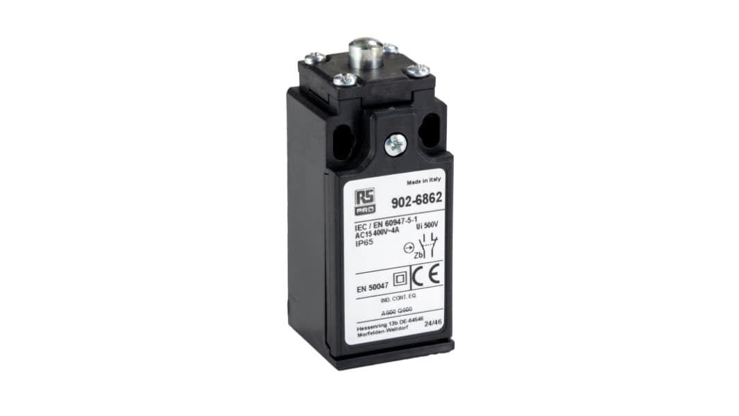 RS PRO Endschalter, Stößel, DPST, Schließer/Öffner, IP 65, Glasfaserverstärkter Thermoplast, 10A Anschluss Kabel