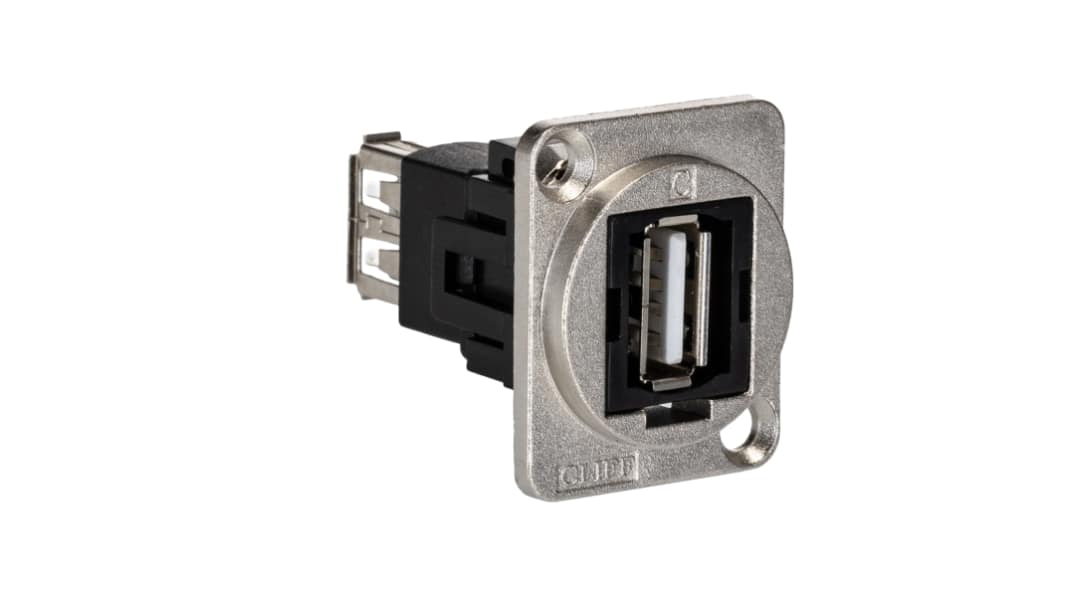 Connecteur USB 2.0 A Femelle RS PRO 2 ports, Montage panneau, Droit
