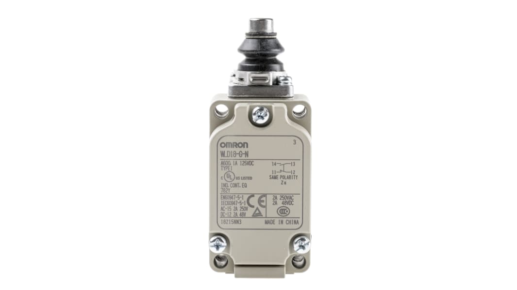 Omron WLD18 Series Plunger Limit Switch, NO/NC, IP67, SPST, 500V ac Max, 10A Max
