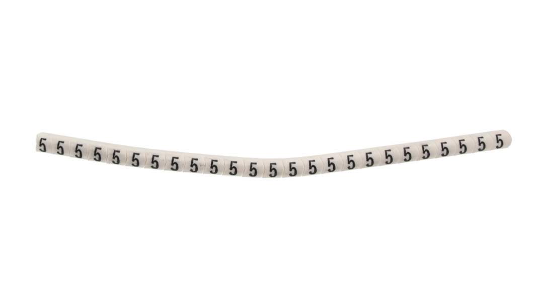 HellermannTyton Helagrip Slide On Cable Markers, Black on White, Pre-printed "5", 1 → 3mm Cable, 901-10531
