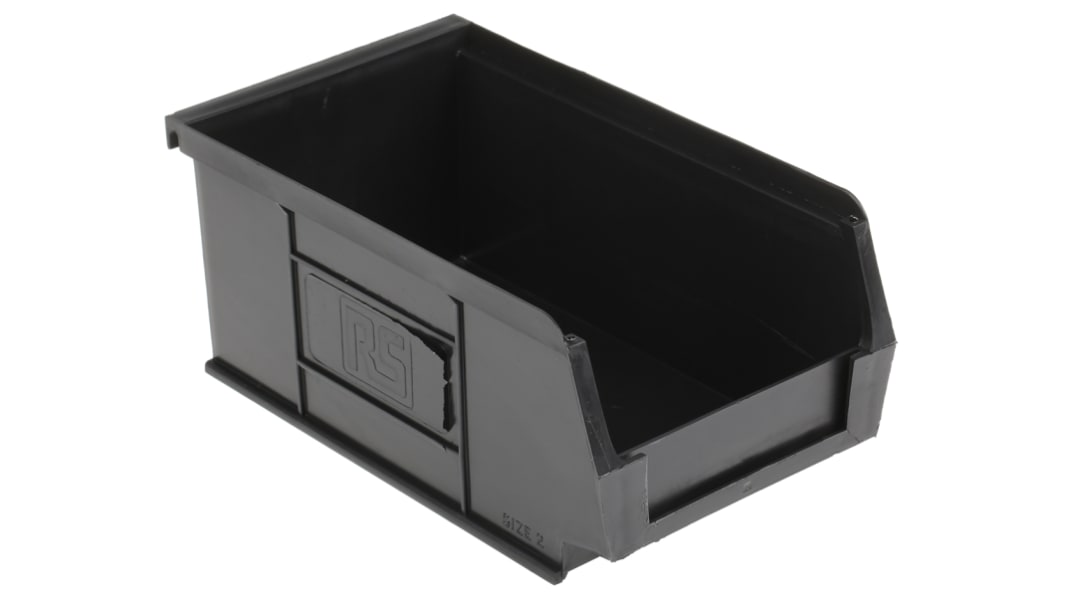 RS PRO PP Storage Bin, 165mm x 100mm x 75mm, Black
