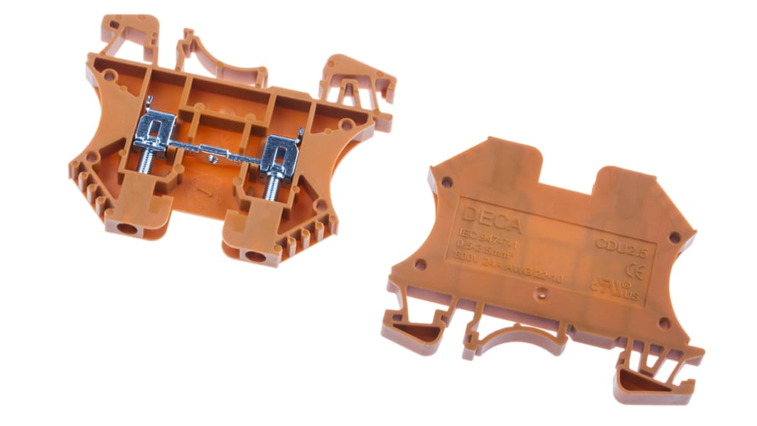 Bloc de jonction rail DIN RS PRO, 2.5mm², A visser, Orange
