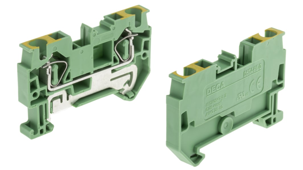 Bloc de jonction de traversée RS PRO, 4mm², Vert/Jaune