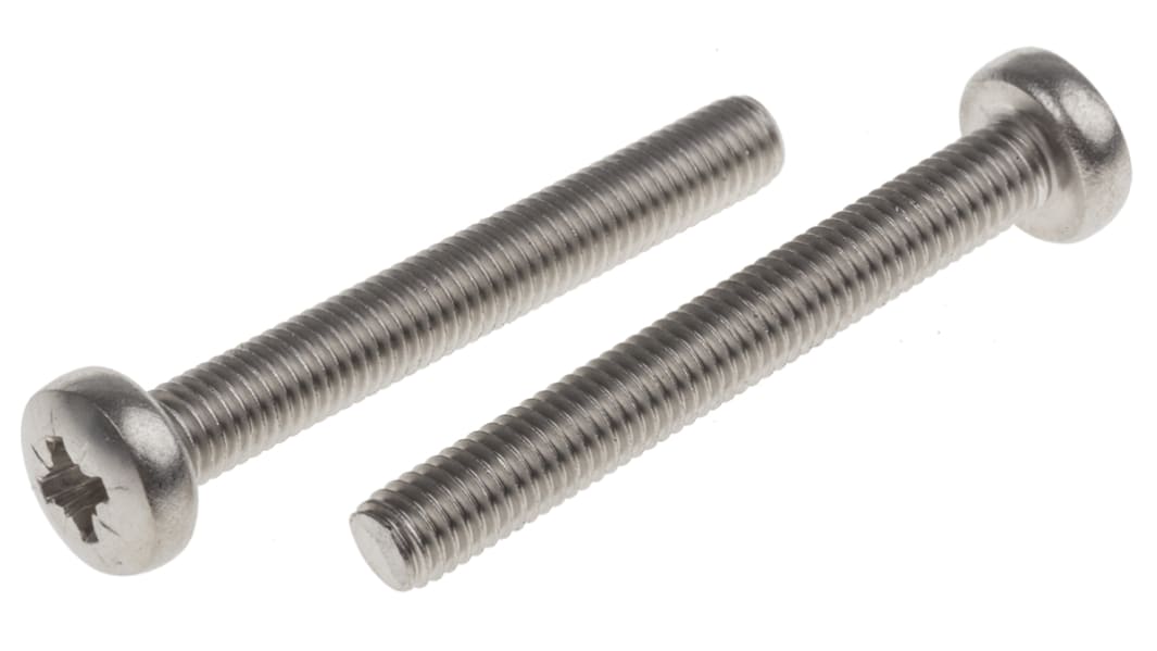 RS PRO Pozi Pan A2 304 Stainless Steel Machine Screws DIN 7985 x 40.0mm