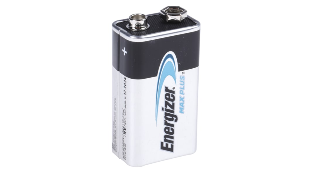 Pilas 9V de Alcalina, dióxido de zinc-manganeso Energizer MAX PLUS, 600mAh