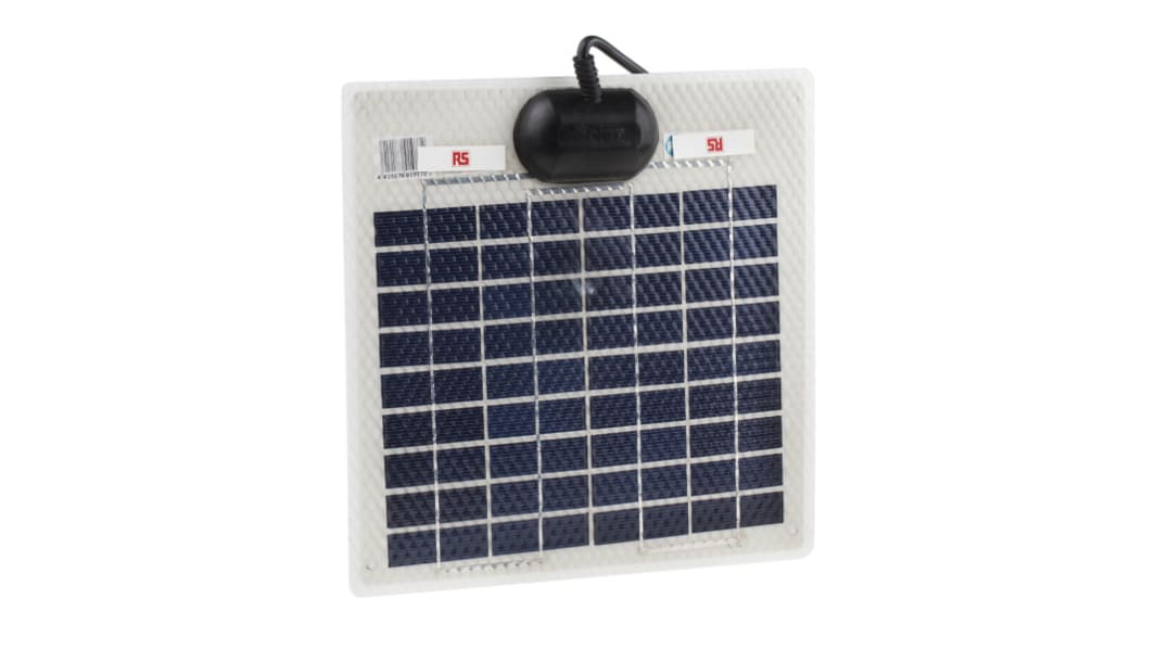 Pannello solare RS PRO, 5W, 5W, 21.6V, 36 celle, Policristallino, 250 x 240 x 3mm