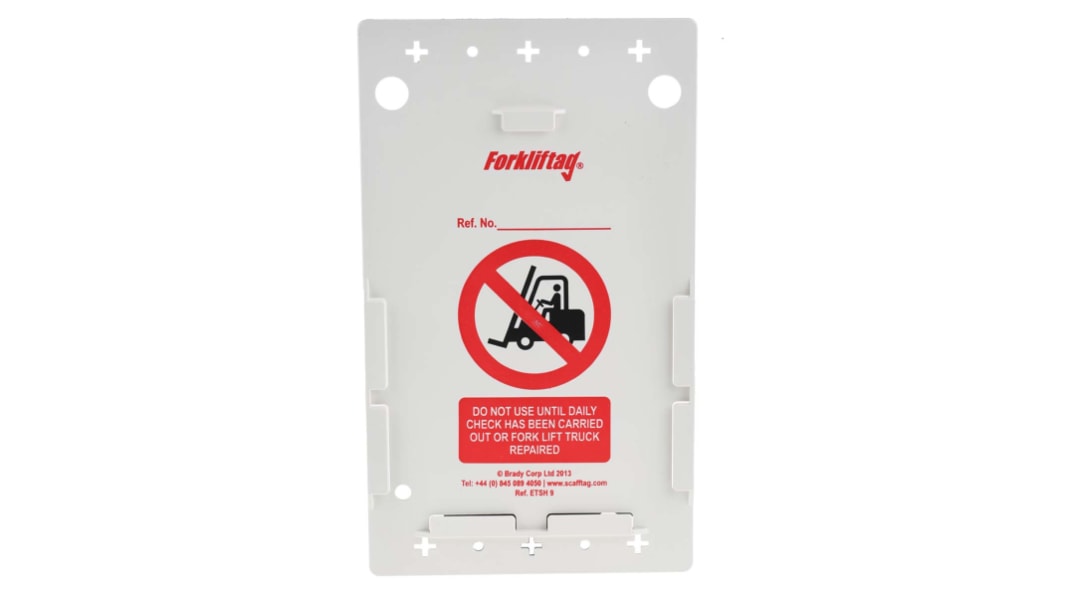 Señalización para carretilla elevadora Brady FLT-GB-ETI-51-A Rojo sobre blanco, idioma: Inglés