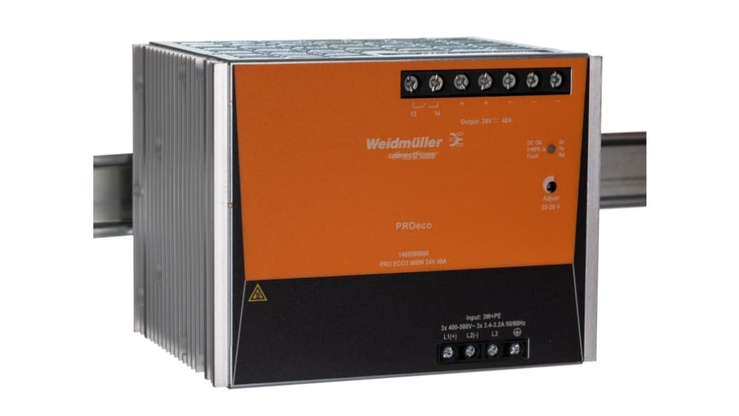Alimentatore a montaggio su guida DIN Weidmuller, 24V cc, 40A, 320 → 575 V ac / 450 → 800V cc, 960W