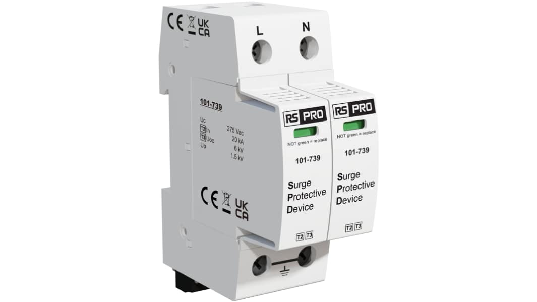 RS PRO Single Phase Industrial Surge Protector, 50kA, 1.5kV, DIN Rail Mount