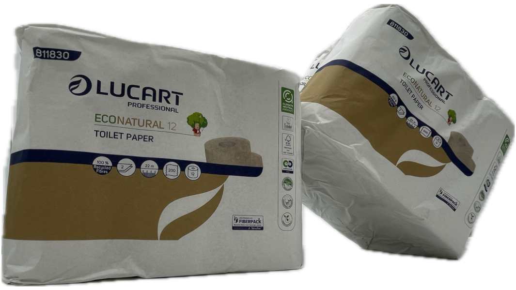 Rouleau de papier toilette Alain Compas Econatural 200 feuilles, lot de 12, 2 plis