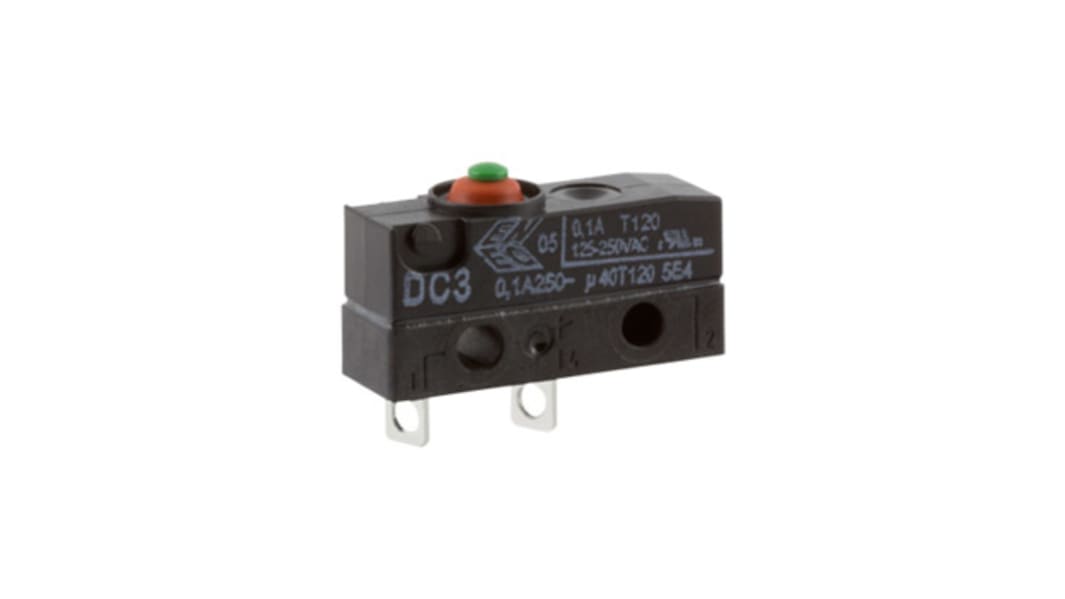 Microrupteur Bouton ZF, A souder, SPST, 0,1 A