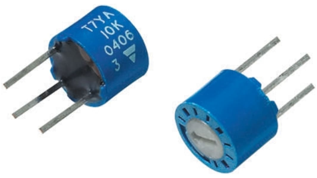 Vishay Trimmer potenciométer 2.2kΩ, ±10%, ±100ppm/°C, Furatszerelt, 0.5W, Érintkezőtüske T7 sorozat