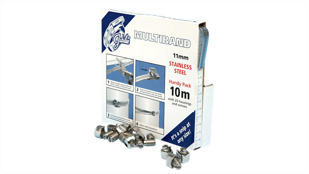 Jubilee 25 Piece Stainless Steel Banding Handy Pack Banding Kit, 9.5 → 12mm and 35 → 50mm Inside Diameter