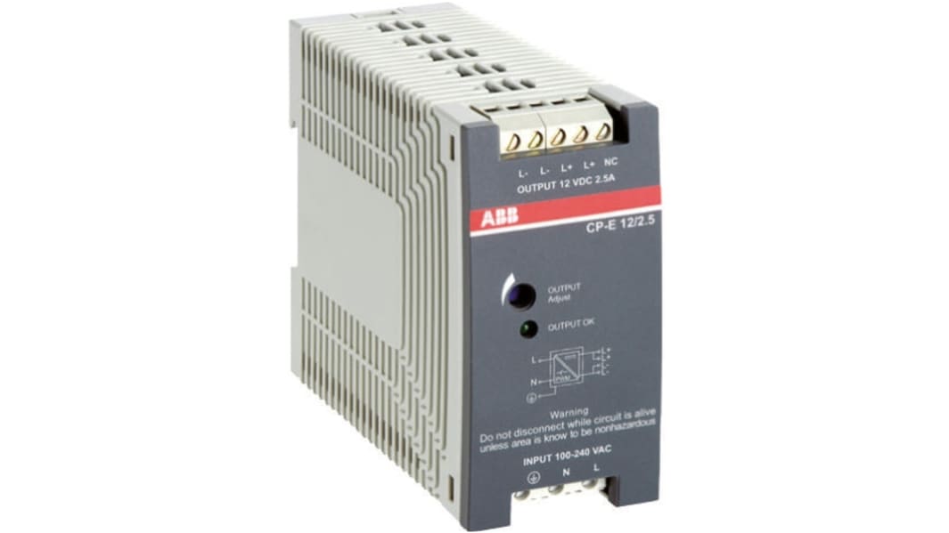 ABB CP-E DIN Rail Power Supply, 90 → 265 V ac / 120 → 370V dc ac, dc Input, 24V dc dc Output, 750mA