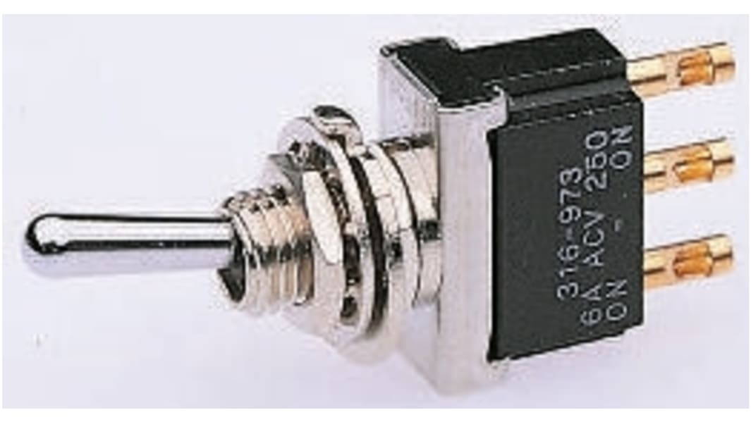 TE Connectivity Tafelmontage Kippschalter 1-polig Ein-Aus-(Ein) 6 A @ 250 V ac, Lötanschluss