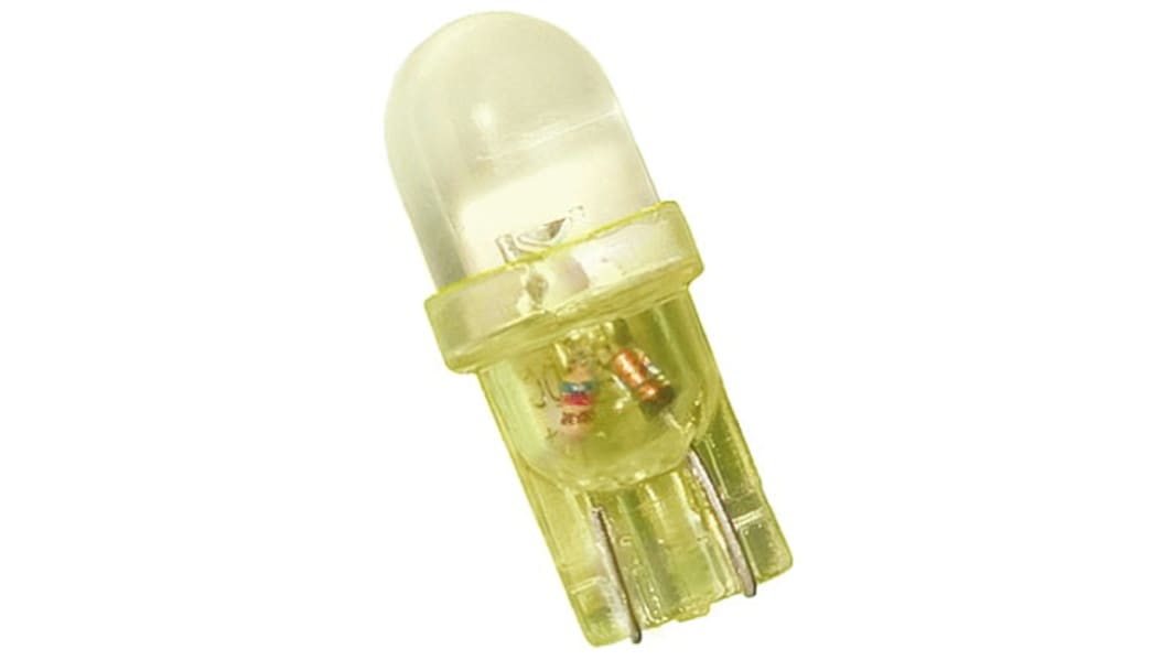 Bombilla para piloto luminoso LED JKL Components Amarillo, λ 595nm, 12V dc / 15mA, 26 °, casquillo cuña, Ø 10mm