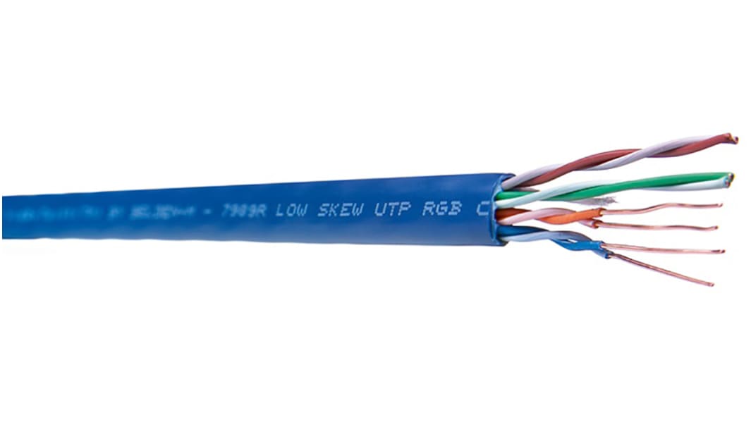 Cavo Ethernet Cat6 (U/UTP) Belden, guaina in PVC col. Blu, L. 305m, Senza terminazione