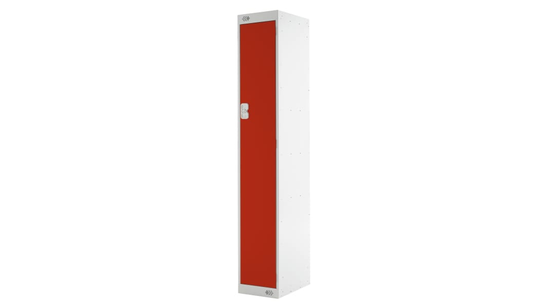 RS PRO 1 Door Steel Red Industrial Locker, 1800 mm x 300 mm x 450mm