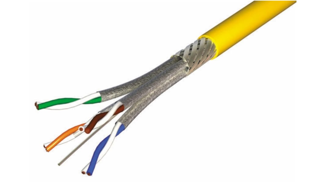 CAEMMC, 100m Cat7a, Yellow, S/FTP Shielded, Unterminated LSZH Sheath