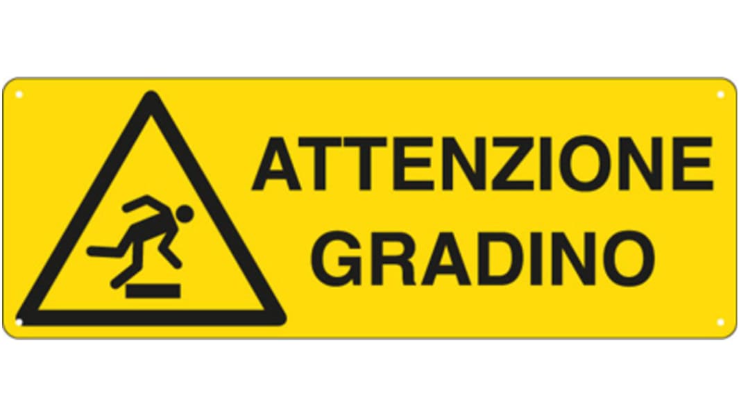 Cartello Avviso "Attenzione Gradino", in Italiano