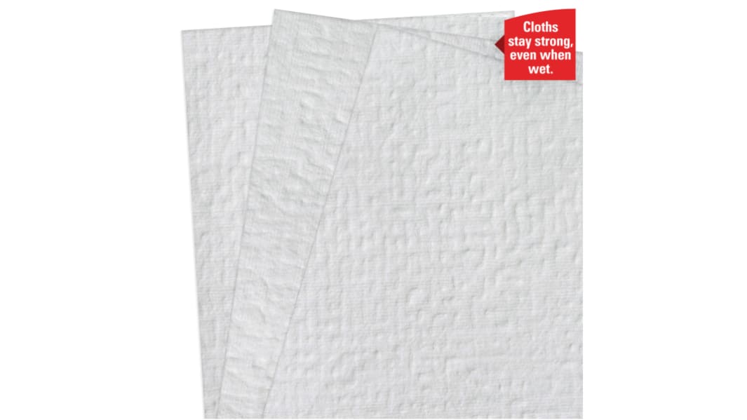 Kimberly Clark WypAll® X70 Power Clean™ 8381 White Cloths for Industrial Cleaning, Dry Use, Box of 300, 421 x 375mm,
