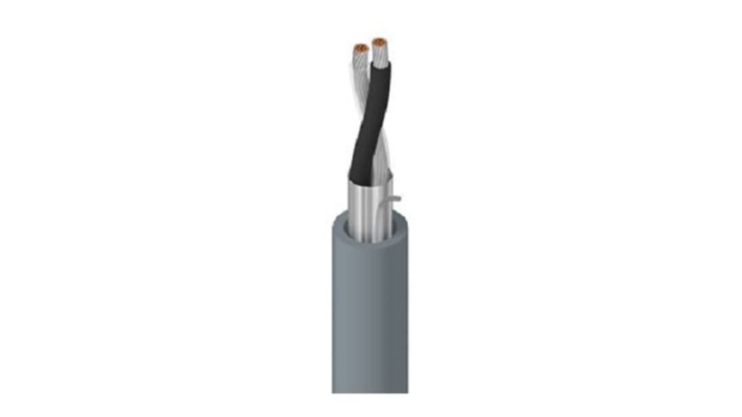 Belden8761 Series 2 Core Line level Low Voltage signal Cable, 0.35 mm² CSA, 4.45mm od, 152m, Chrome