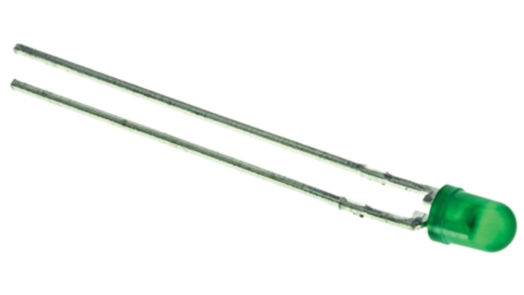 Broadcom2.1 V Green LED 3mm Through Hole, HLMP-K600