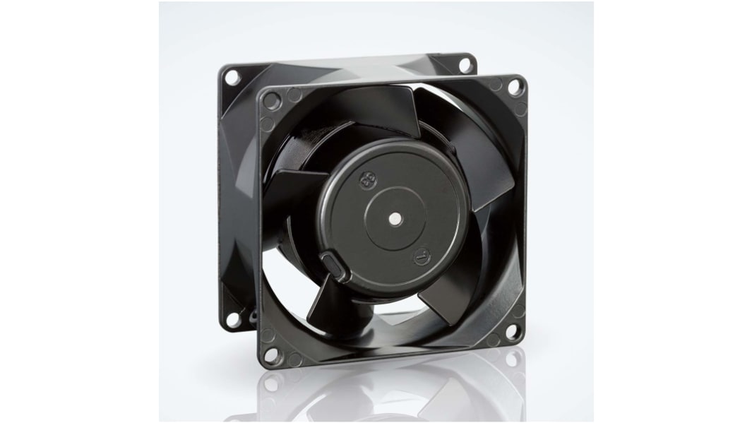 ebm-papst 8000 N Series Axial Fan Kit, 230 V ac, AC Operation, 50m³/h, 12W, 52mA Max, IP20, 80 x 80 x 38mm