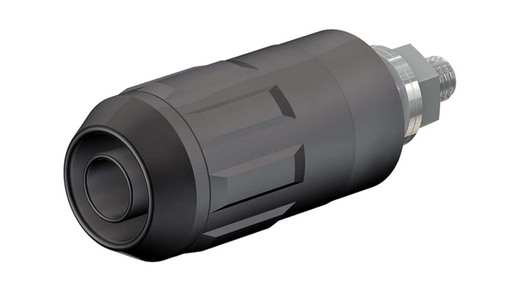 Conector banana hembra Hembra, 20A, 1000V, Contacto Níquel, Negro
