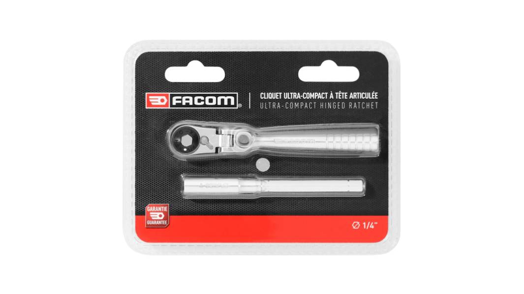 Facom R.180PB 1/4 in Square Ratchet with Tube Handle, 115 mm Overall