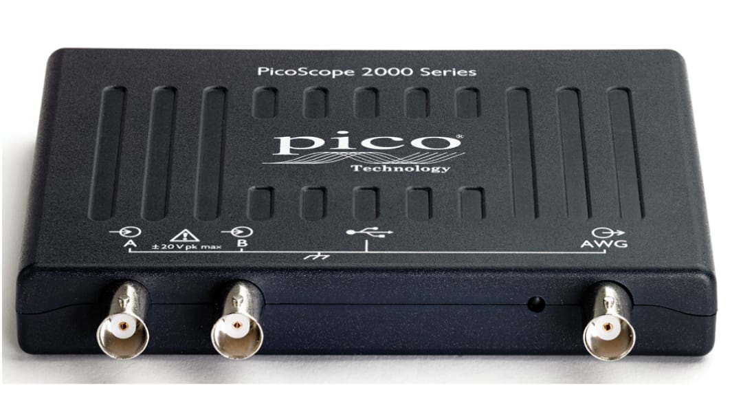 Osciloscopio basado en PC Pico Technology 2206 B, calibrado UKAS, canales:2 A, 50MHZ, interfaz CAN, IIC, LIN, RS232,