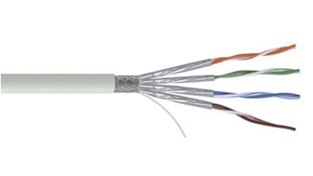 RS PRO, 100m Cat7, Grey, S/FTP Shielded, Unterminated PVC Sheath