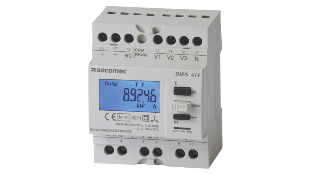 Analizador de red multifunción de panel Socomec serie DIRIS A14, display LCD