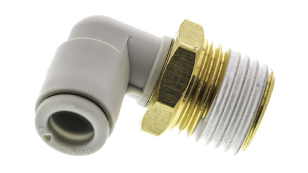 Adaptateur fileté coudé SMC KQ2 vers Enfichable 6 mm G 1/8 Mâle