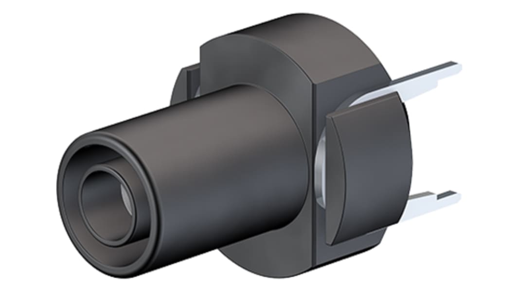 Conector banana hembra Hembra, 24A, 1000V, Contacto Oro, Negro