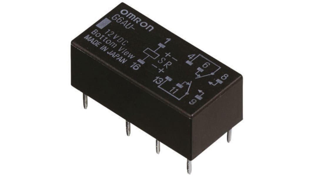 Omron PCB Mount Latching Signal Relay, 5V dc Coil, 3A Switching Current, DPDT