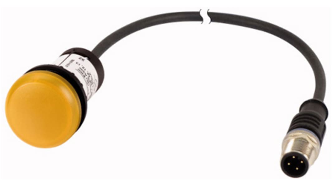 Eaton, C22, Panel Mount Yellow LED Indicator, 22mm Cutout, IP67, IP69K, Round, 24V ac/dc