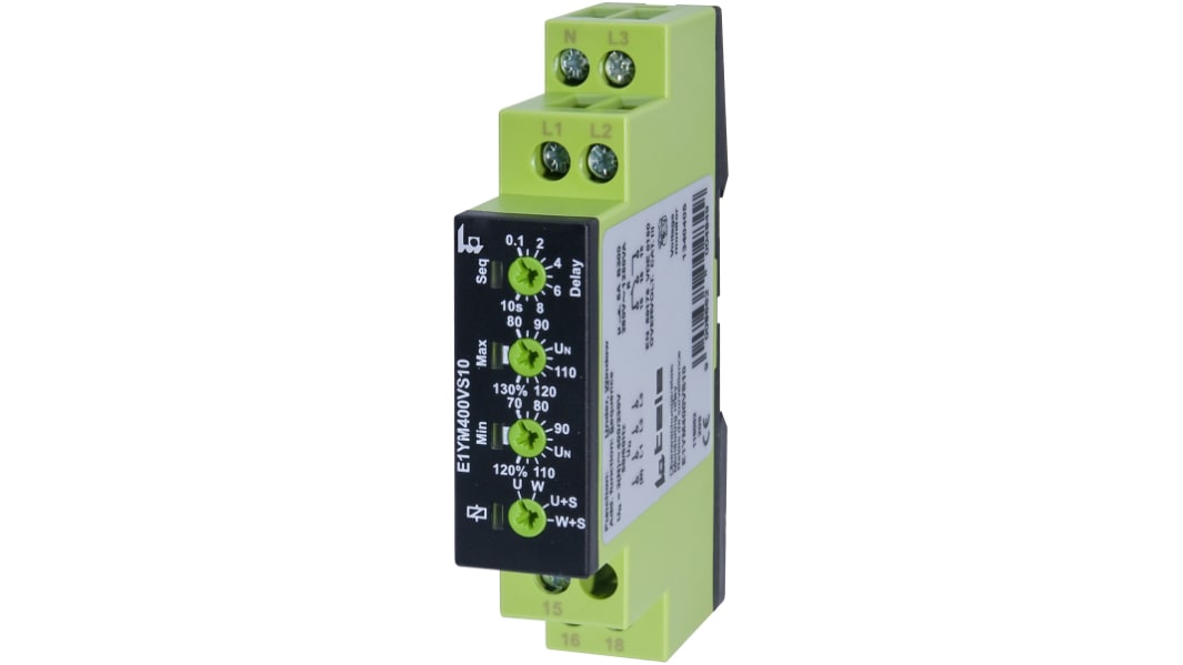 Tele Phase, Voltage Monitoring Relay, 1, 3 Phase, SPDT, Maximum of 400 V, DIN Rail