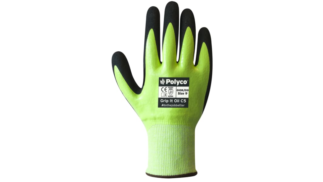 Guanti da lavoro Polyco Healthline Grip It, Tg. 7, in Nitrile, col. Verde