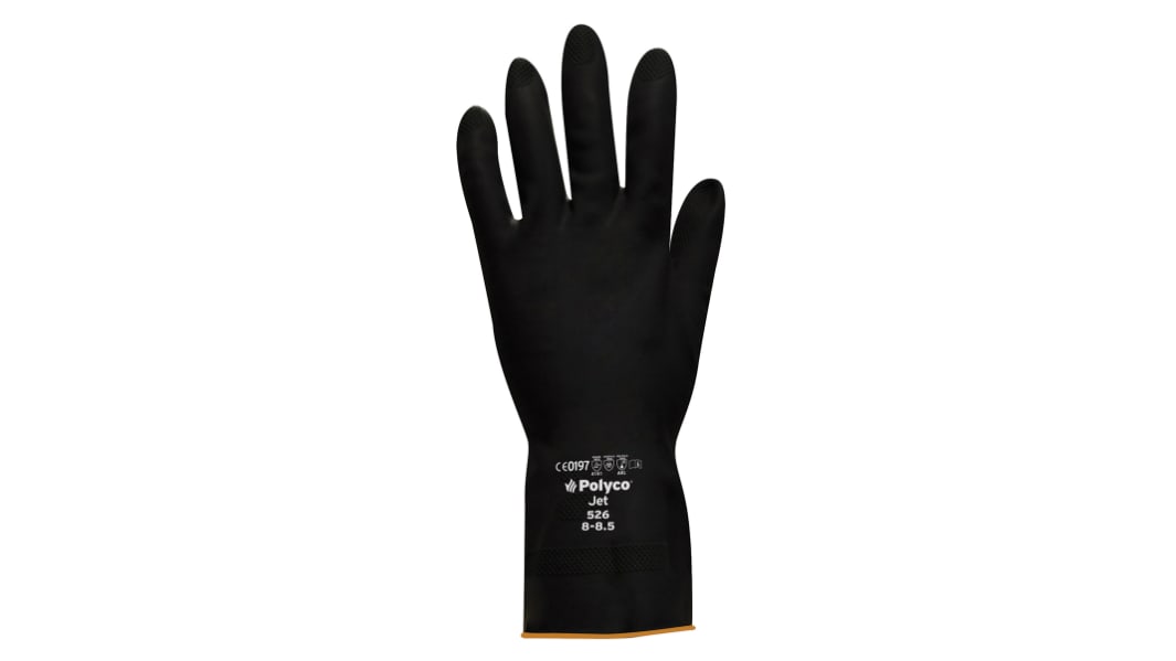 Guanti da lavoro Polyco Healthline Jet Black, Tg. 7, in Lattice, col. Nero