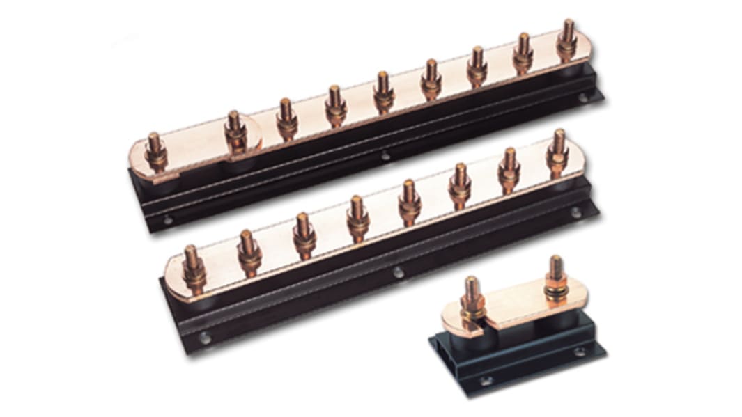 WJ Furse Copper Earth Bar L. 750mm x W. 90mm x H. 90mm 12 Ways