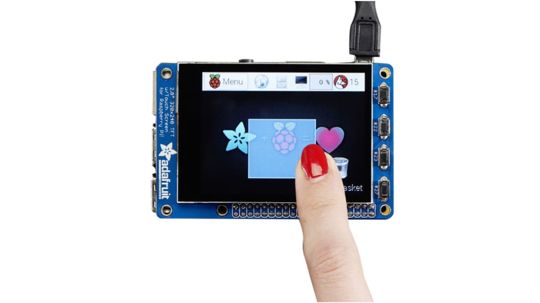 ADAFRUIT INDUSTRIES Raspberry Piディスプレイ, 2.8インチ, 静電容量型タッチスクリーン, PiTFT Plus, 2423