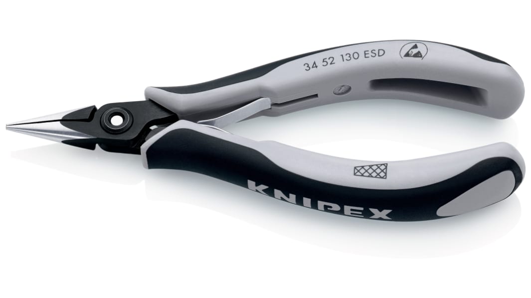 Knipex 34 52 Electronics Pliers, Round Nose Pliers, 138 mm Overall, Straight Tip, 23mm Jaw, ESD