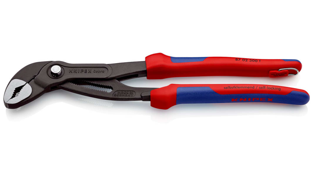 Knipex Cobra® Water Pump Pliers, 300 mm Overall, Angled, Straight Tip, 60mm Jaw