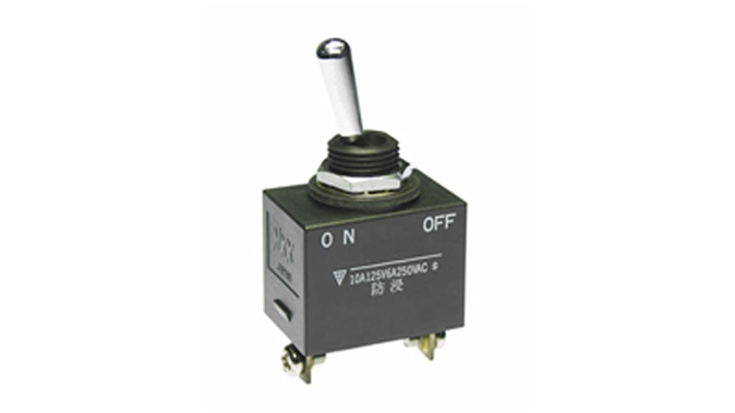 NKK Switches Toggle Switch, Panel Mount, On-Off, SPST, Screw Terminal, 30 V dc, 250V ac