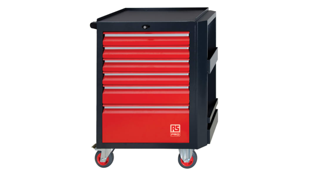 RS PRO 6 Drawer Steel Wheeled Tool Chest
